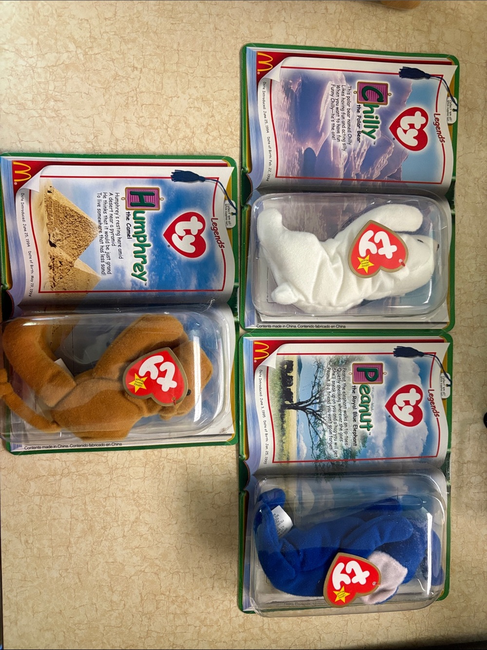 Ty Beanie Babies three Pack Plush Set — Brown, White, Blue